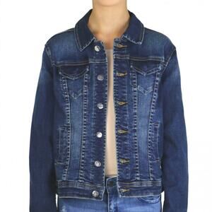 Tractr Girls Basic Denim Jacket Long Sleeve Front Button Size 5
